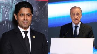 Nasser Al-Khelaifi y Florentino Pérez. (Getty)