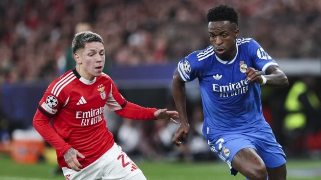 Prestianni y Vinicius en el Benfica-Real Madrid. (Europa Press)