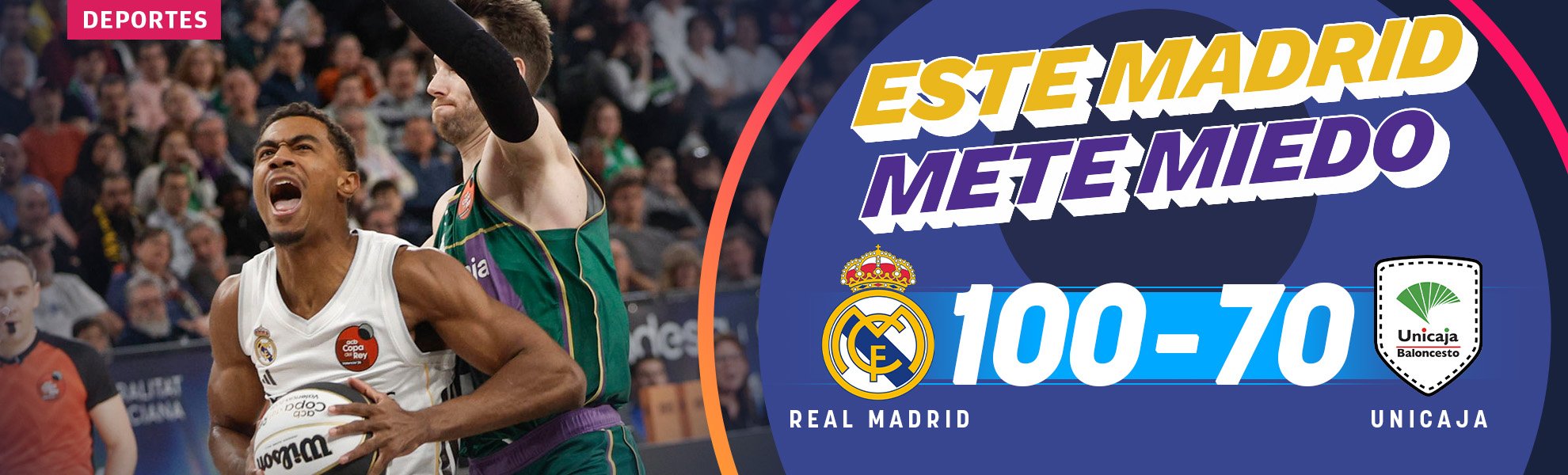 El Real Madrid silencia la charanga de Unicaja y asusta en la Copa del Rey