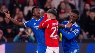 Prestianni en su pelea con Vinicius en el Benfica-Real Madrid. (Europa Press)