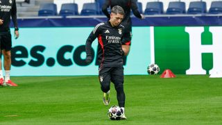 Prestianni en un entrenamiento en el Bernabéu. (EFE)