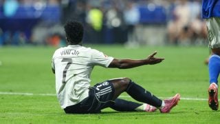Vinicius, en el partido contra el Real Oviedo en el Carlos Tartiere. (EP)