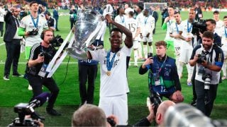 Vinicius celebra el título de campeón de la Champions League en 2024. (EFE)