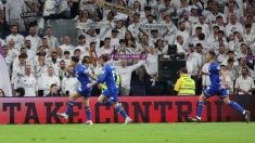 El Getafe celebra un gol en el Bernabéu. (Getty)