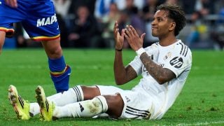 Rodrygo, tras lesionarse. (Getty)