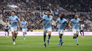 Los jugadores del City celebran el triunfo al Newcastle en FA Cup. (Getty)