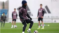 Camavinga se entrena en Valdebebas. (Realmadrid.com)