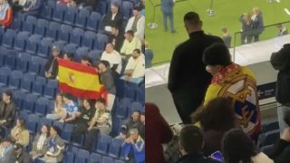 Las banderas de España en el Bernabéu.