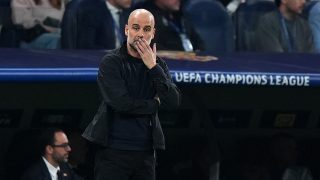 Guardiola durante el partido de Champions en el Bernabéu. (Getty)