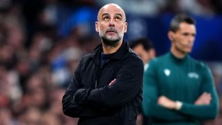 Pep Guardiola en el Santiago Bernabéu. (Europa Press)