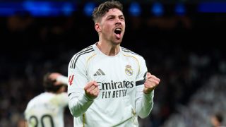 Fede Valverde celebrando su gol contra el Elche CF. .(Gettyimages)