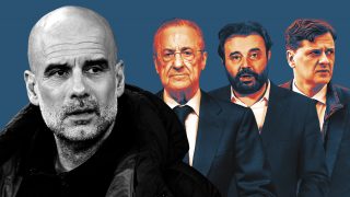 Guardiola, Florentino Pérez, José Ángel Sánchez y Juni Calafat.