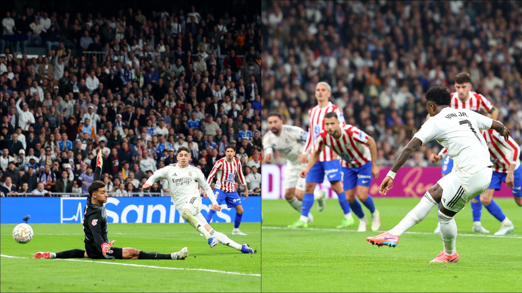 Vinicius y Valverde hacen dos goles en el derbi en tres minutos