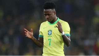Vinicius, en su último partido con Brasil. (Getty)