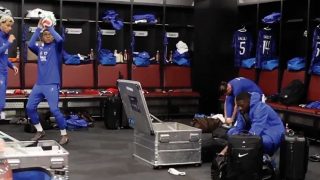 Mbappé, en el vestuario de Francia.