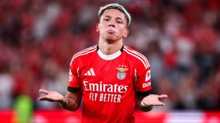 Prestianni, con el Benfica. (EFE)