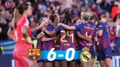 Las jugadoras del Barcelona celebran un gol al Real Madrid. (EP)