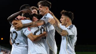 El Castilla celebra un gol. (Realmadrid.com)