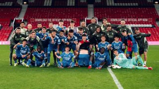 El Castilla celebra su victoria en Old Trafford. (Realmadrid.com)