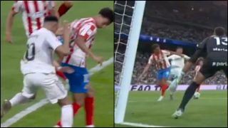 El codazo de Vitor Reis a Mbappé.