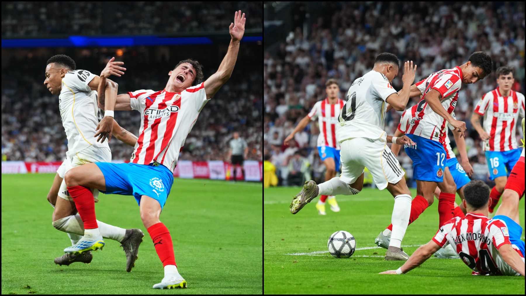 El criterio mutante de Alberola Rojas: pita un manotazo de Mbappé y no el penalti por el codazo