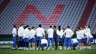 El Real Madrid en el entrenamiento previo al partido. (Getty)