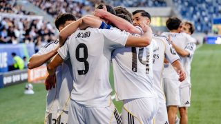 El Real Madrid celebra un gol en la final de la Youth League. (EFE)