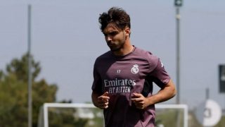 Raúl Asencio, en el entrenamiento. (Real Madrid)