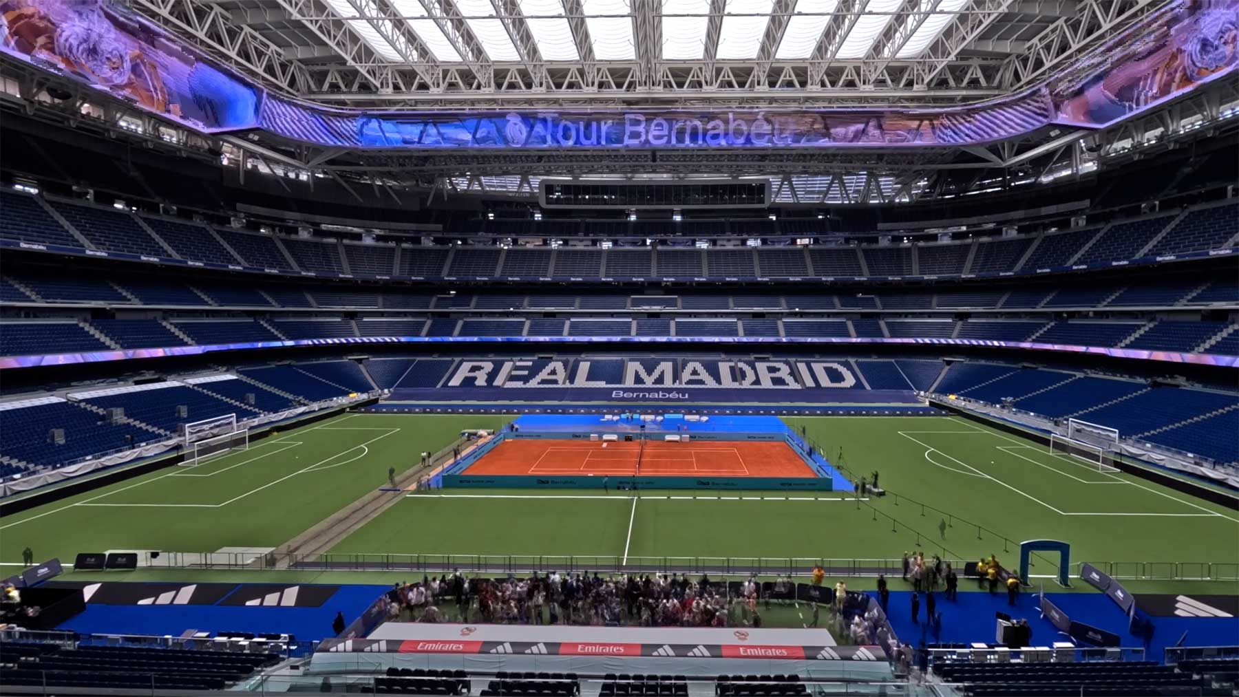 Espectacular: así se transformó el Santiago Bernabéu en una pista de tenis en solamente 48 horas