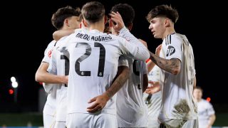 Jugadores del Castilla celebran un gol. (Realmadrid.com)