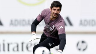 Courtois, durante un entrenamiento. (Realmadrid.com)