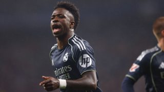 Vinicius tras marcar ante el Espanyol. (EFE)