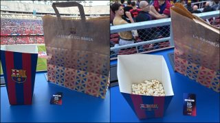 Palomitas en el Camp Nou.