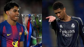 Lamine Yamal con la Liga y Bellimgham con el Madrid. (Getty)