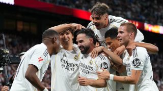 Los jugadores del Real Madrid celebran el gol de Gonzalo al Athletic. (Getty)