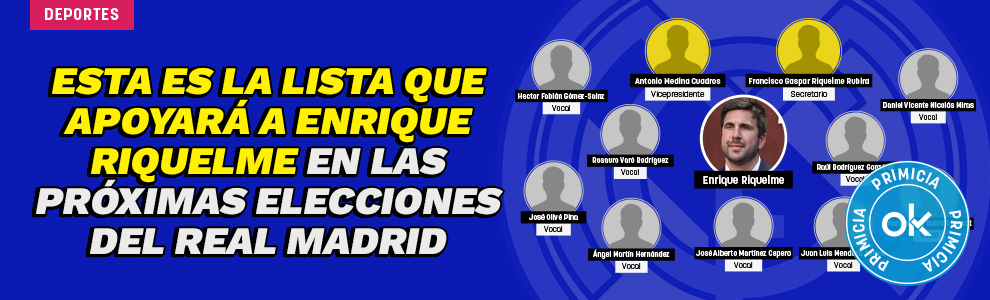 Esta es la lista que apoyará a Enrique Riquelme en las próximas elecciones del Real Madrid