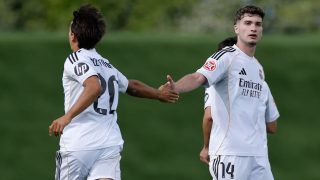 Cestero y Pol celebran un gol con el Castilla. (Realmadrid.com)