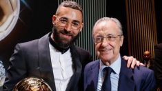 Karim Benzema con Florentino Pérez tras ganar el Balón de Oro. (Instagram)