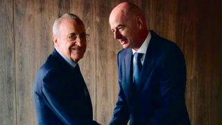 Florentino Pérez e Infantino se reunieron en la final de la Champions en Budapest.