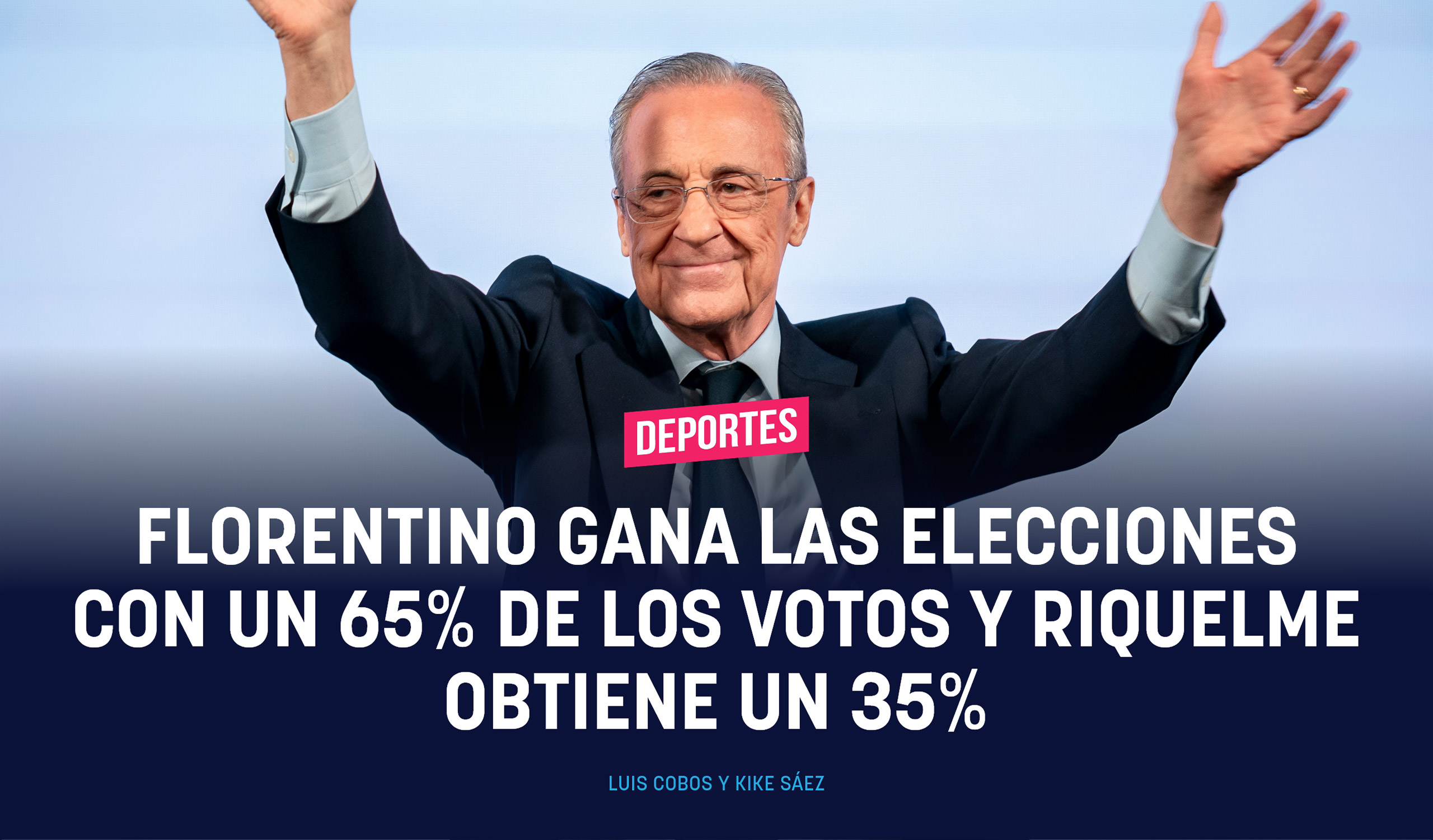Florentino gana las elecciones con un 65% de los votos y Riquelme obtiene un 35%