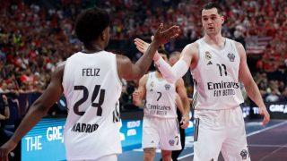 Feliz y Hezonja en un partido del Real Madrid.
