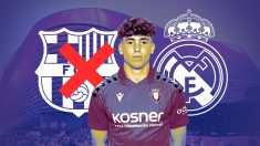 Víctor Muñoz, escudo del Barcelona y del Real Madrid.
