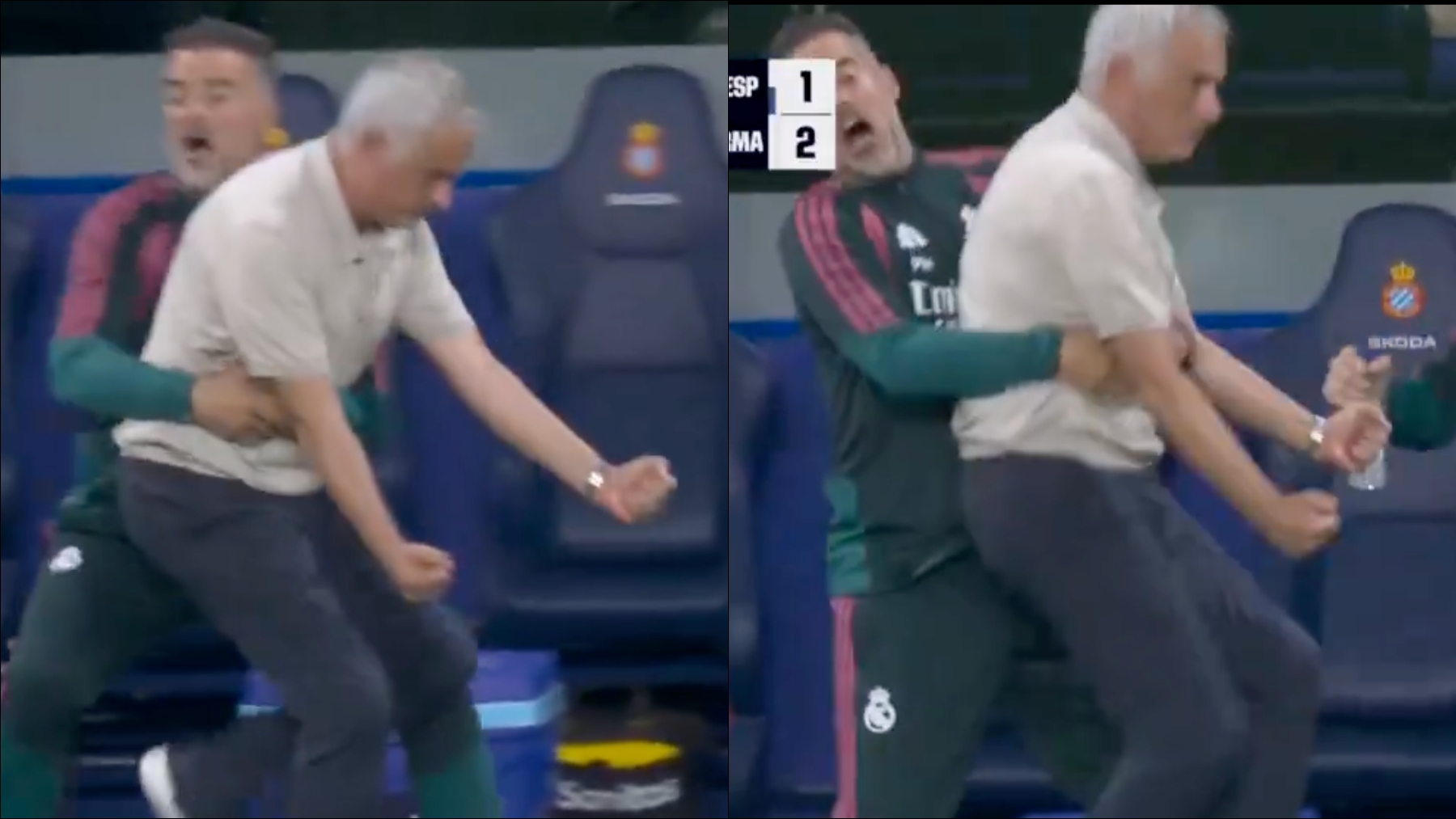 Todo nervio y corazón: así celebró Mourinho el gol de la victoria de Espí