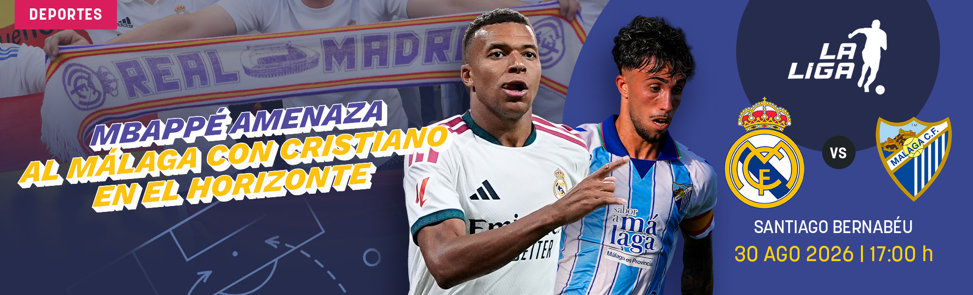Real Madrid - Málaga: Mbappé amenaza al Málaga con Cristiano en el horizonte