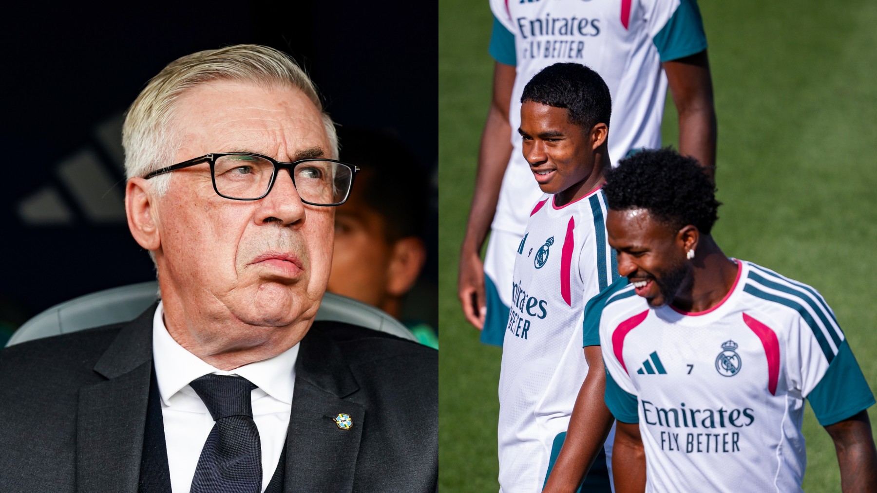 Carlo Ancelotti, Vinicius Jr. y Endrick (Getty)