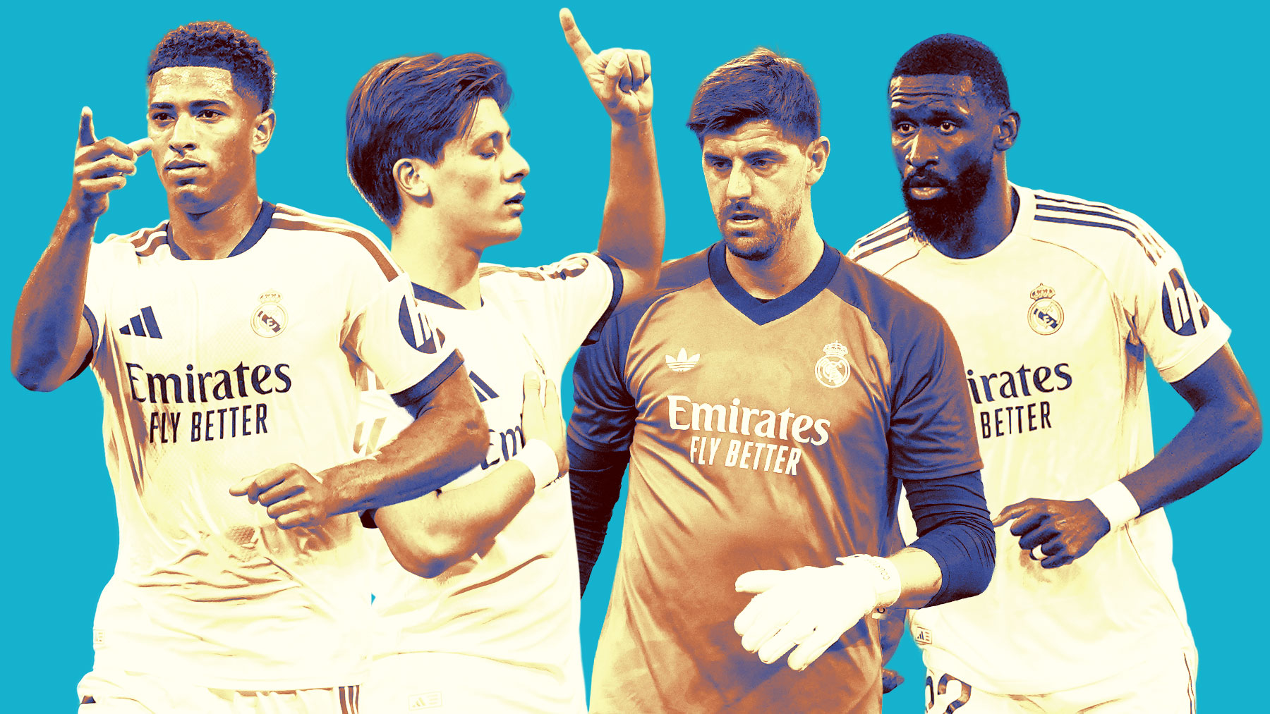 Bellingham, Güler, Courtois y Rüdiger.