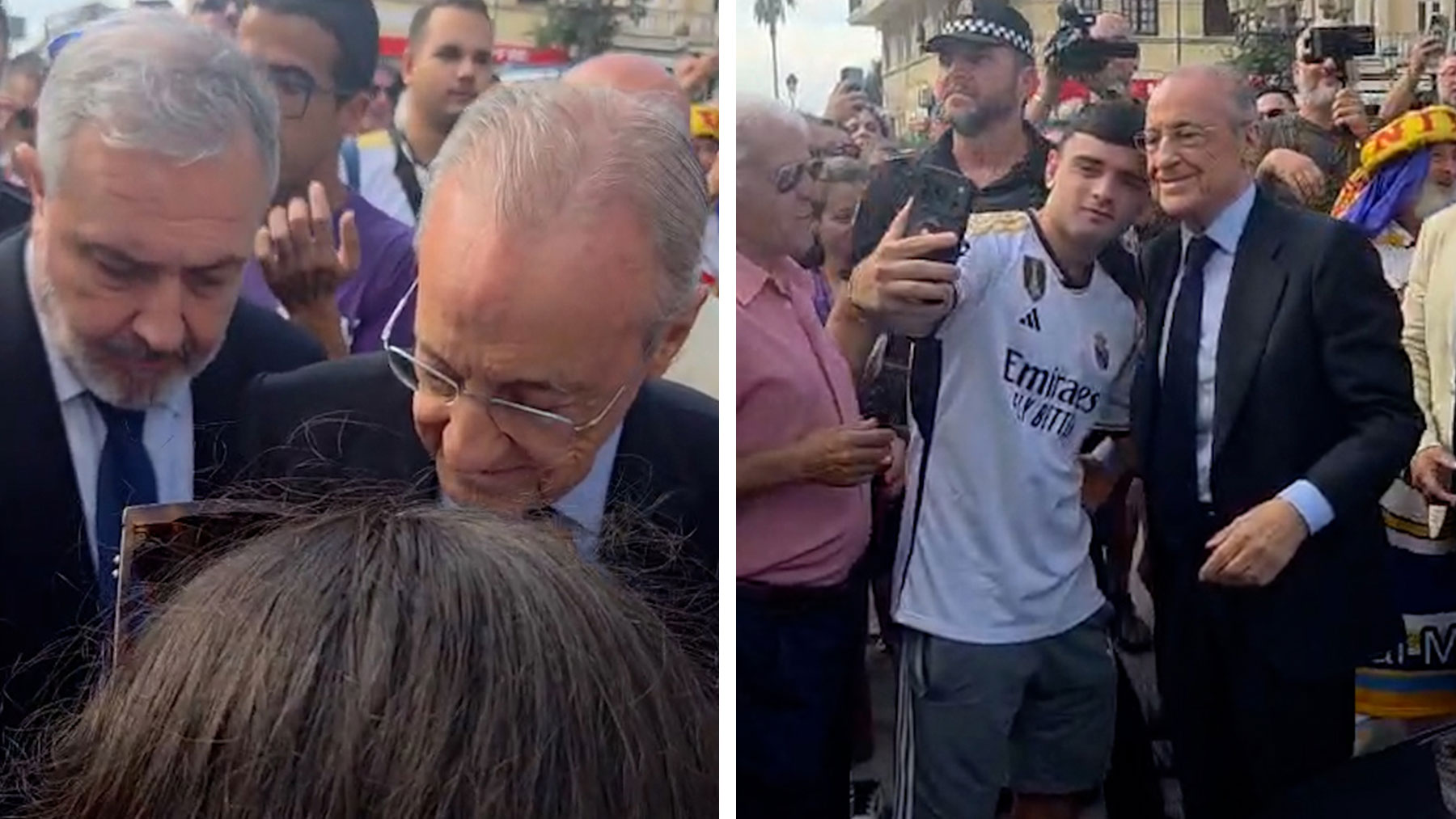 Ceuta agradece al Real Madrid su visita con camisetas y cánticos a favor de Florentino: «Pasará a la historia»