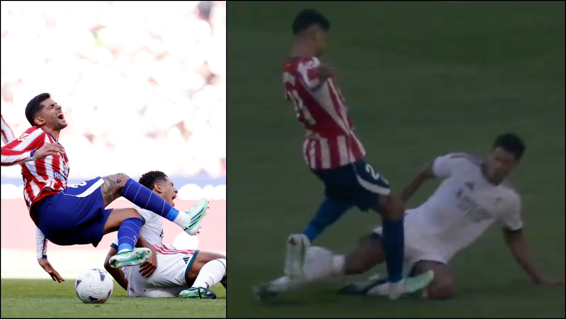 La inaudita corrección del VAR al pisotón en la rodilla a Bellingham: «Cuti Romero es el que le da»