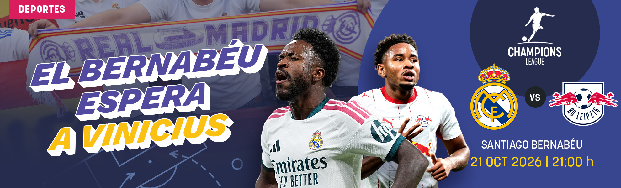 Real Madrid - Leipzig: el Bernabéu espera a Vinicius