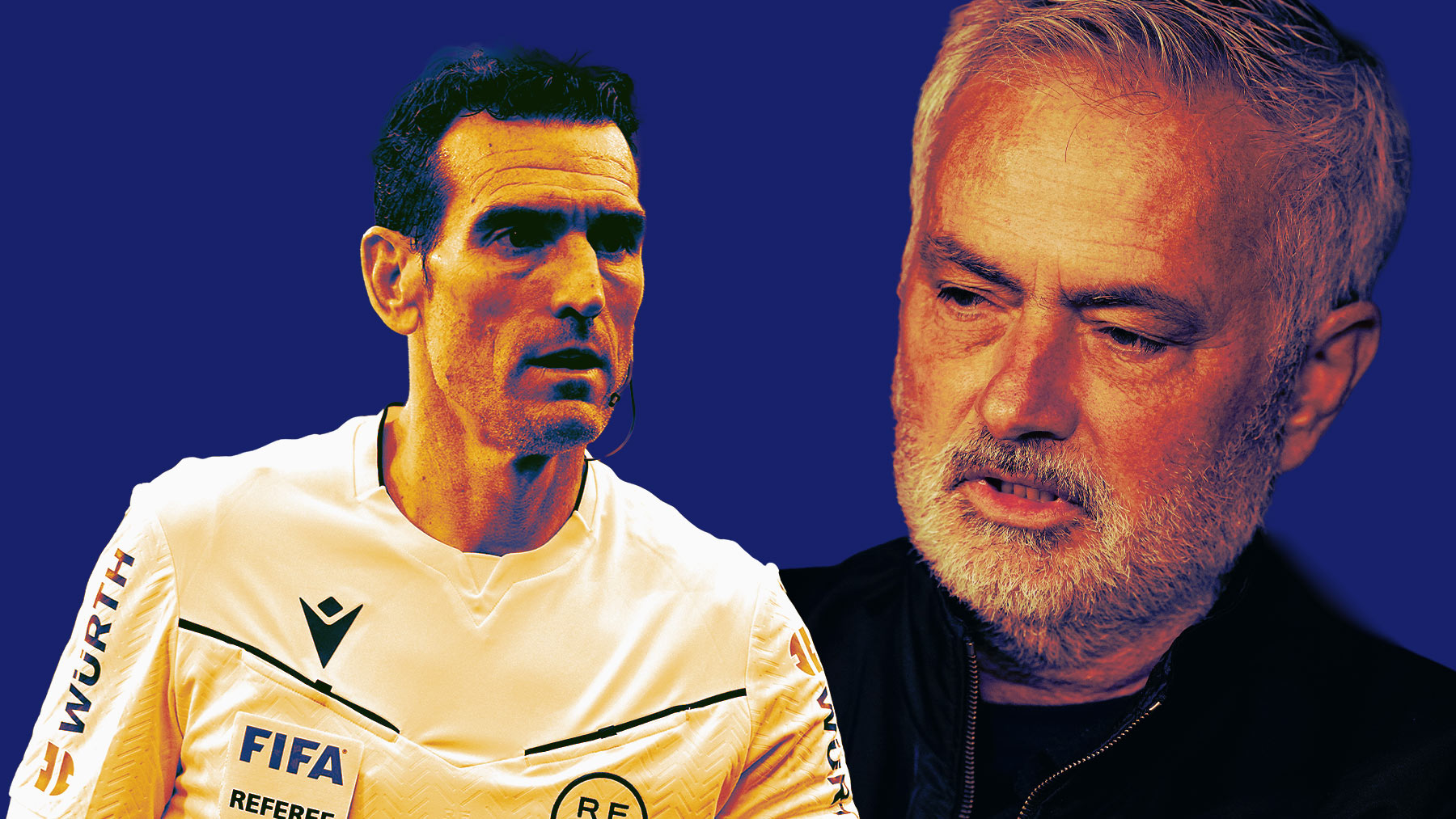 El árbitro Martínez Munuera y José Mourinho